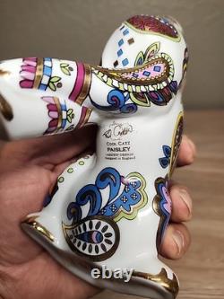 Cool Catz Paul Cardew Art Deco Porcelain Paisley Gold Yellow White Cat Figure