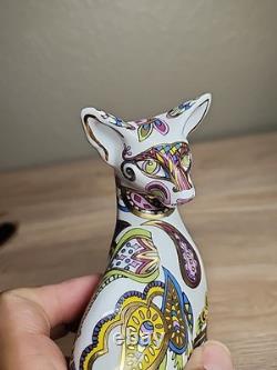 Cool Catz Paul Cardew Art Deco Porcelain Paisley Gold Yellow White Cat Figure