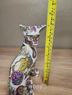 Cool Catz Paul Cardew Art Deco Porcelain Paisley Gold Yellow White Cat Figure