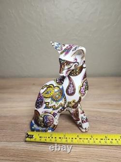 Cool Catz Paul Cardew Art Deco Porcelain Paisley Gold Yellow White Cat Figure