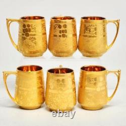 Czech Art Deco Gold Clad Porcelain Teacups Set of 6