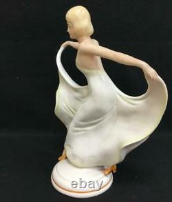 Dancer Art Deco Lady Figurine Porcelain Vintage Germany Signed 1950s Décor Gift