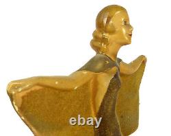 Deco Figurine Female Rare Vintage Woman 1930s Signed Royal Art Pottery Elegant