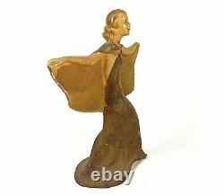 Deco Figurine Female Rare Vintage Woman 1930s Signed Royal Art Pottery Elegant