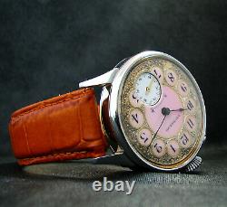 Dictator Antique 1910's Large Steel Wristwatch Art Deco Metal and Porcelain Dial