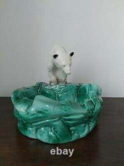 Ditmar Urbach Rare Vintage Art deco Polar Bear Porcelain Ashtray figurine