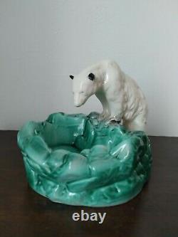 Ditmar Urbach Rare Vintage Art deco Polar Bear Porcelain Ashtray figurine