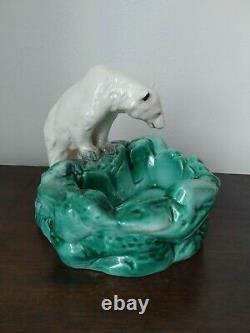 Ditmar Urbach Rare Vintage Art deco Polar Bear Porcelain Ashtray figurine