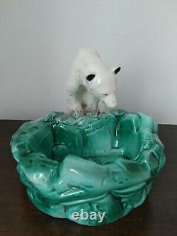 Ditmar Urbach Rare Vintage Art deco Polar Bear Porcelain Ashtray figurine