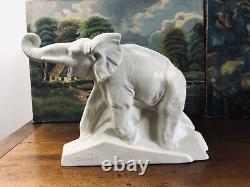 Dolly l'elephant by French ceramist Le Jan crackled sculpture from the 1930's