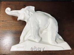 Dolly l'elephant by French ceramist Le Jan crackled sculpture from the 1930's