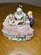 Dresden Porcelain Lace Figurine Mother With Children Reading Story Time