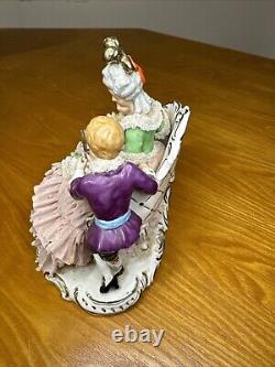 Dresden Porcelain Lace Figurine Mother with Children Reading STORY TIME