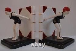 Enamels Porcelain Art Deco Style Art Nouveau Style Diver Sexy Bathing Beauty Fig