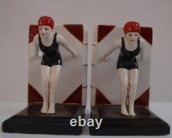 Enamels Porcelain Art Deco Style Art Nouveau Style Diver Sexy Bathing Beauty Fig