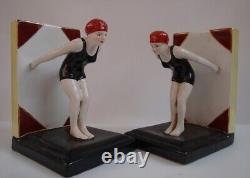 Enamels Porcelain Art Deco Style Art Nouveau Style Diver Sexy Bathing Beauty Fig