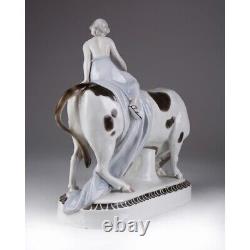 Europe on Bull Vintage Antique Porcelain Figurine Made By Plaue in Germany 1920s