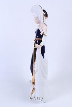Excellent Sorelle Porcelain Figurine 15 Art Deco Navy and Gold Woman in Gown