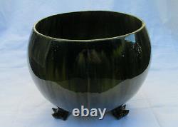 Exceptional Art Deco Flambe Glossy Green Porcelain Jardiniere