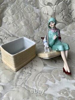 Exceptionnal Porcelain Box/half Doll Related/demi-figurine/art Deco/fasold