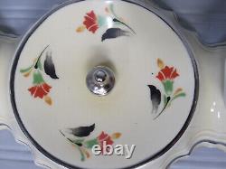 Exquisite Art Deco Porcelain Flush Mount Light with Matching Sconces Restored