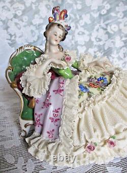 Exquisite HP Volkstedt Dresden Marie Antoinette Reclining On Settee Sofa