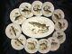 Fab! Antique 13pc Israel Naaman Fish Serving Porcelain Plates Set