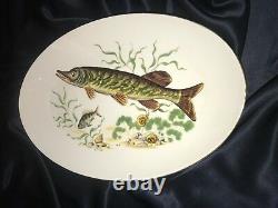 FAB! Antique 13PC Israel Naaman Fish Serving Porcelain Plates Set