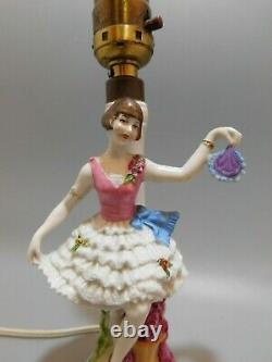 FABULOUS Antique German Porcelain ART DECO Flapper Lady Lamp Half Doll Related