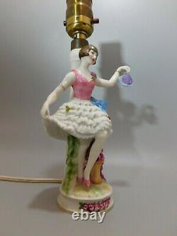 FABULOUS Antique German Porcelain ART DECO Flapper Lady Lamp Half Doll Related