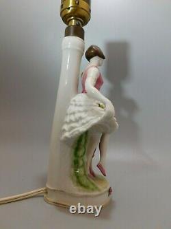 FABULOUS Antique German Porcelain ART DECO Flapper Lady Lamp Half Doll Related