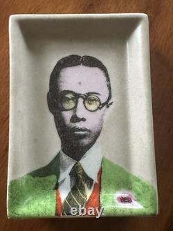 Fabienne Jouvin Paris Emporer PU YI JIN Pop Art Deco Green Porcelain Tray