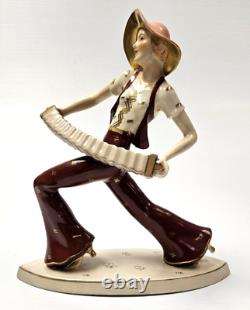 Fabulous Art Deco 10 Porcelain Figurine Accordion Player by ROYAL DUX / Schaff