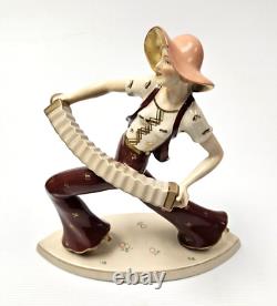 Fabulous Art Deco 10 Porcelain Figurine Accordion Player by ROYAL DUX / Schaff