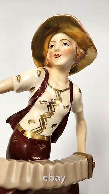 Fabulous Art Deco 10 Porcelain Figurine Accordion Player by ROYAL DUX / Schaff