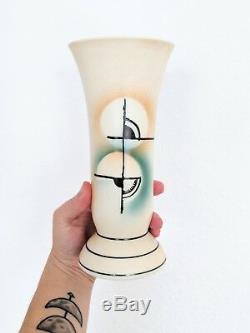 Fantastic ceramic Hoyerswerda Glasgut spritzdekor Vase Bauhaus 1920s art deco