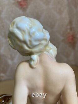 Fasold & Stauch Germany, Antique Porcelain Figurine, Nude Girl with Ball & Dog