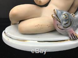 Fasold & Stauch Reclining Nude with Fish Porcelain Figurine Wallendorf Germany