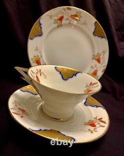 ° Felda Gorgeous German ART DECO Porcelain CUP Saucer & Plate finest ornaments