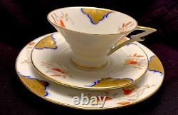 ° Felda Gorgeous German ART DECO Porcelain CUP Saucer & Plate finest ornaments