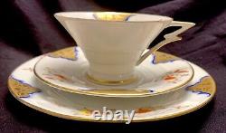 ° Felda Gorgeous German ART DECO Porcelain CUP Saucer & Plate finest ornaments