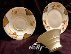 ° Felda Gorgeous German ART DECO Porcelain CUP Saucer & Plate finest ornaments