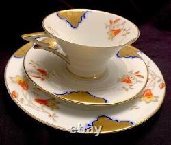 ° Felda Gorgeous German ART DECO Porcelain CUP Saucer & Plate finest ornaments