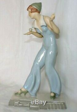 Figurine Art Deco En Porcelaine Royal Dux By Schaff Balance 1930