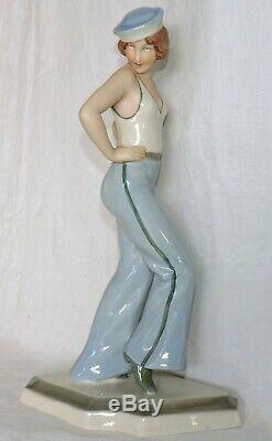 Figurine Art Deco En Porcelaine Royal Dux By Schaff Marin Sailor Girl 1930