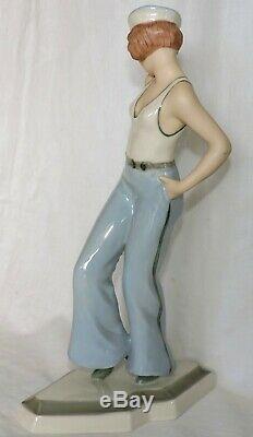 Figurine Art Deco En Porcelaine Royal Dux By Schaff Marin Sailor Girl 1930