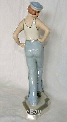 Figurine Art Deco En Porcelaine Royal Dux By Schaff Marin Sailor Girl 1930