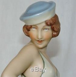 Figurine Art Deco En Porcelaine Royal Dux By Schaff Marin Sailor Girl 1930