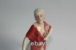 Figurine porcelaine Femme et barzoï Katzhutte Hertwig & Co Art déco (49715)