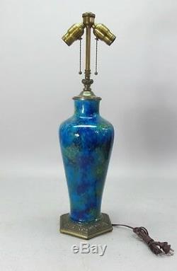 Fine Antique FRENCH Paul Milet Sevres Flambe Glazed Porcelain Vase Lamp c. 1930s